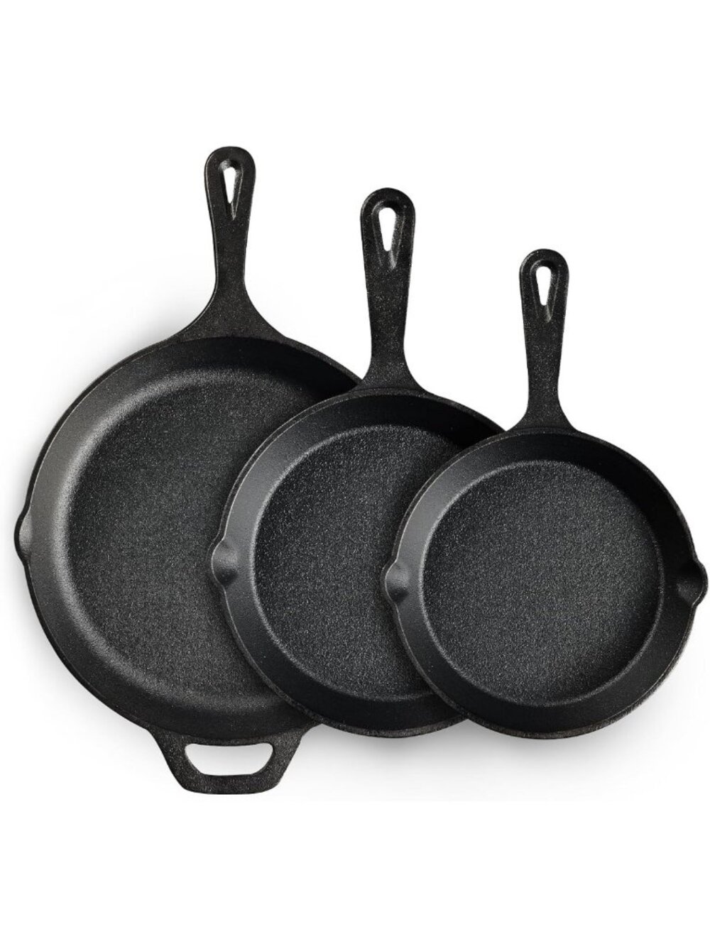 3-Piece Cast Iron Skillet Set - Pre-Seasoned Cookware for Frying & Sautéing, 6